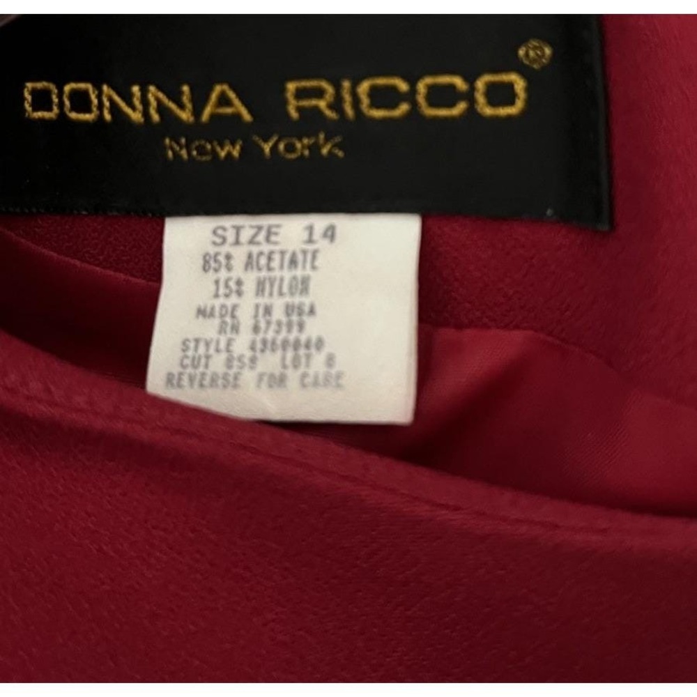 Donna Ricco Vintage Bow Hem Sheath Dress Red Cocktail Wedding Women 14 - Picture 4 of 4